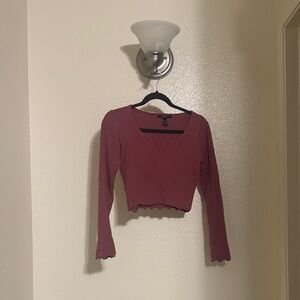 Mauve Long Sleeve Crop Top